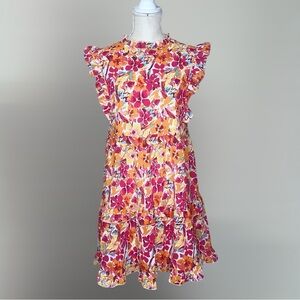 JODIFL Floral Mini Dress - Red, Yellow, White, Turquoise Large